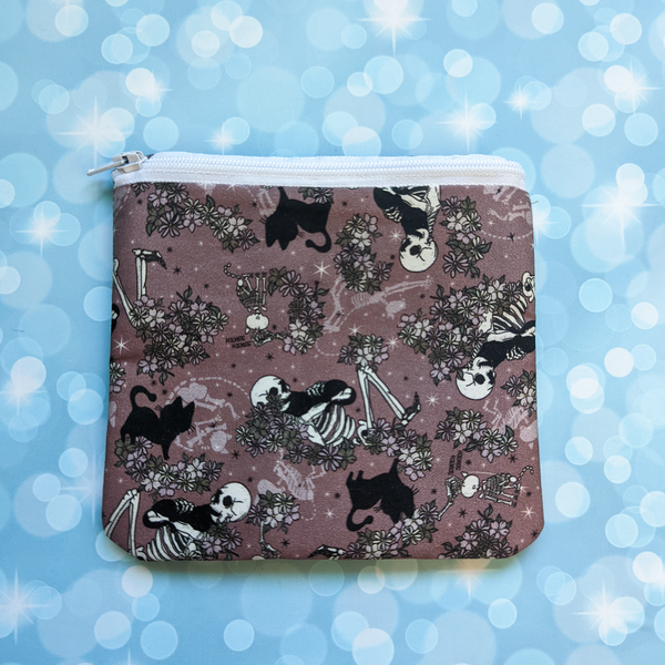 Skeleton and his Kitty Cat, zipper pouch