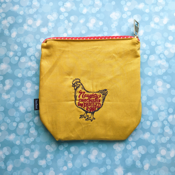 Naughty Chickens lay Deviled Eggs, small zipper Bag