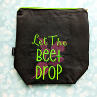 Let the beet drop, music pun, small zipper bag