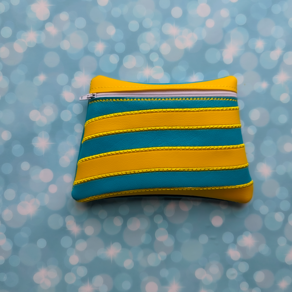 Swirl Striped Pouch, Yellow and Teal, crochet hook case