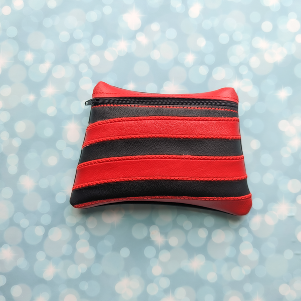 Swirl Striped Pouch, Black and Red, crochet hook case