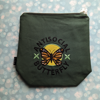Anti- Social Butterfly, small zipper Bag