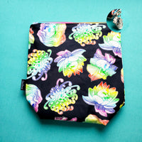 Floral Rainbow Skulls, small zipper bag