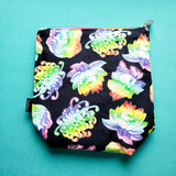 Floral Rainbow Skulls, small zipper bag