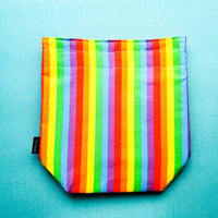 Rainbow striped bag, small project bag