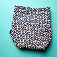 Blue and Yellow Feather Project Bag, small project bag