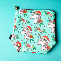 Christmas Unicorn, small zipper bag