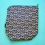 Blue and Yellow Feathers, small zipper bag