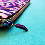 Purple Feathers, small zipper bag