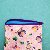 Purple Watercolor Yeti snow flakes, zipper pouch