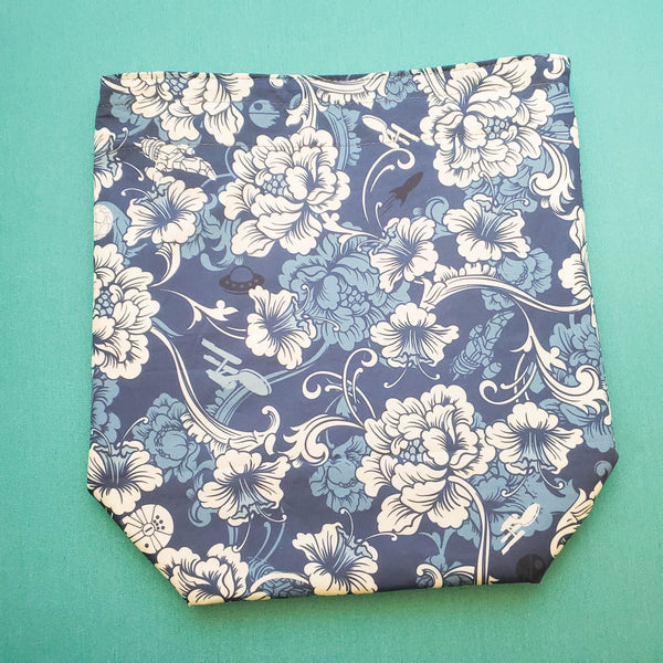 Fandom Floral Ships, Blue, medium project bag