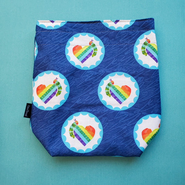 Caterpillar, rainbow, small project bag