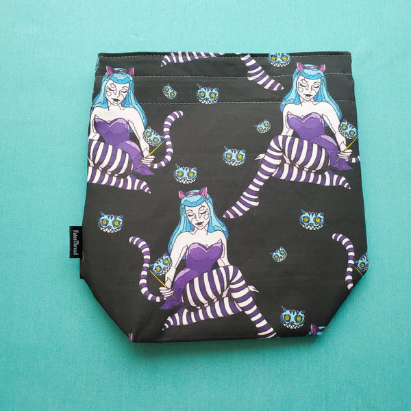 Pin up Cheshire cat wonderland, small project bag