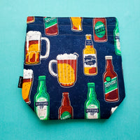 Dark blue beer bag, small project bag