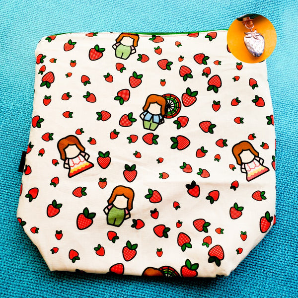 Kaylee Strawberries, Firefly, medium zipper bag