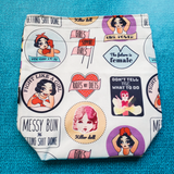 Fight Like a Girl Patches, small project bag