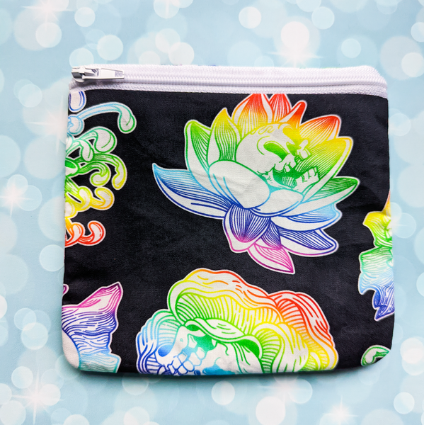 Floral rainbow Skulls, zipper pouch