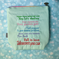 Fall in love whenever you can, Magically Practical, small zipper bag