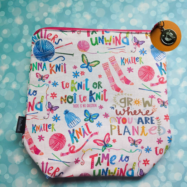 Colorful Knitting Quotes, small zipper Bag
