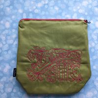 Blessed Yule, Embroidered bag, small zipper Bag