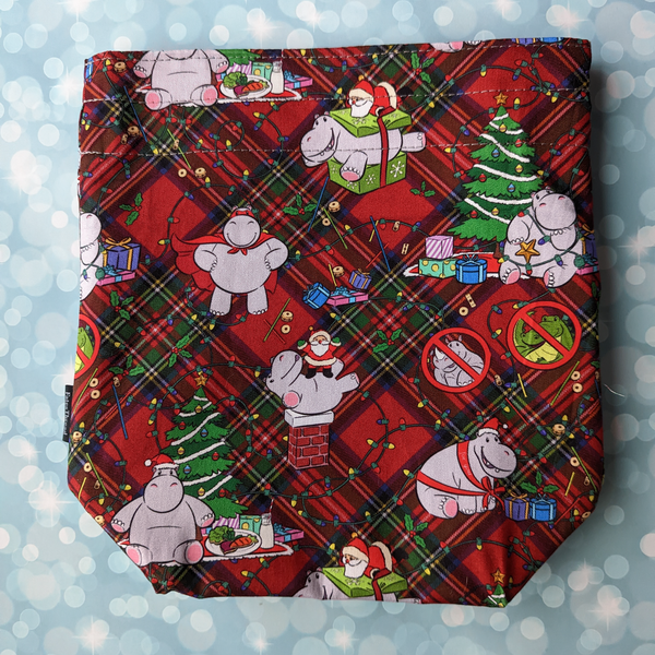 Christmas Hippo, small project bag