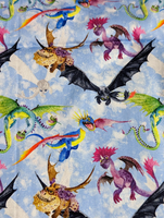 Night Dragon and Friends - Fabric Destash 27" Wide X 36" Tall