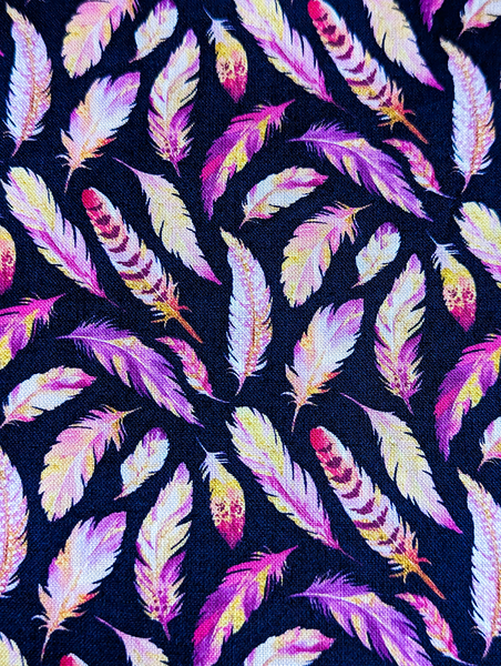 Purple Feathers-Fabric Destash 26