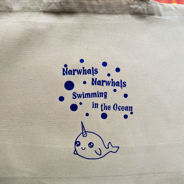 Narwhals Narwhals swimming in the ocean, Wide Tote Bag