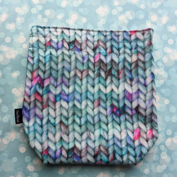 Blue Knit Print, small project bag