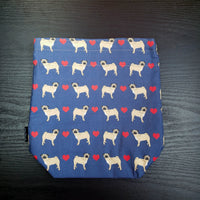 Pug Love project bag, small project bag
