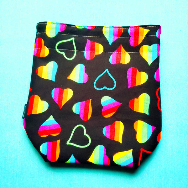 Rainbow heart, small project bag