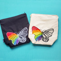 Rainbow butterfly, Knitting Project Bag, small zipper bag