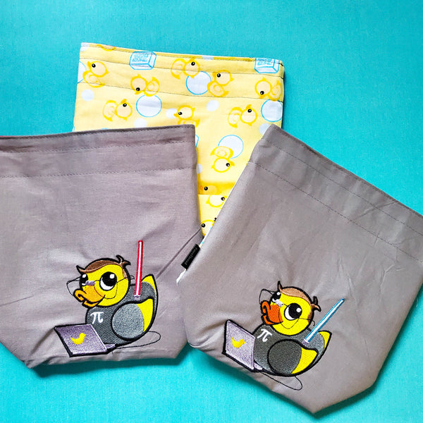 Nerdy Rubber duck, bag, Knitting Project Bag