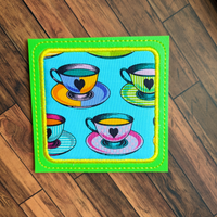 Neon Rainbow Teacups, Coaster